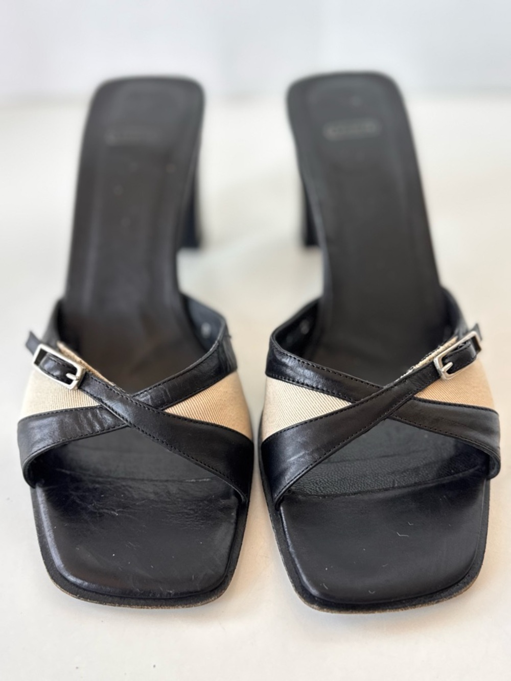 vintage 90s y2k coach slip on buckle slip on mule heel sandals shoes size 7 - Picture 4 of 15